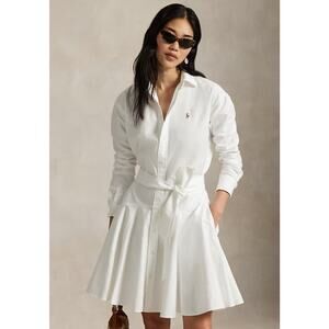 POLO RALPH LAUREN Sz 6 White Pleated Skirt Polo Dress Cotton NWT